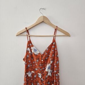 F21 | Orange Floral Jumpsuit